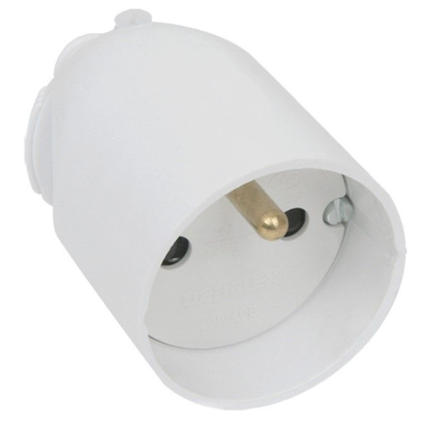 Fiche femelle Debflex Sortie droite coiffe 2P+T 3500 W blanc