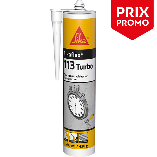 Colle prise rapide Sikaflex 113 Turbo Blanc Cartouche 290 ml