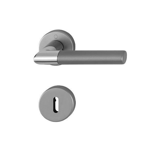 Ensemble rosace clé L Lecce Hoppe alu inox mat porte 35-45mm carré 7mm