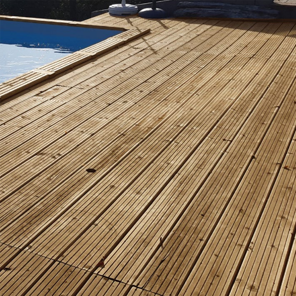 Lame de terrasse en Pin traité classe 4 marron -