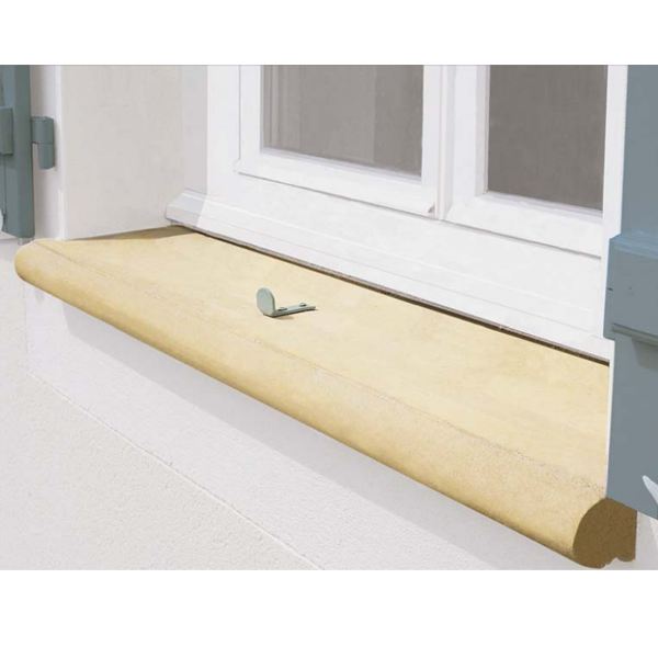 Appui de fenêtre arrondi en pierre reconstituée sable - 35 CM x 0,68 M