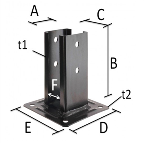 Pied de poteau carré Simpson PPJNC90PB pour poteau de 90 x 90 mm