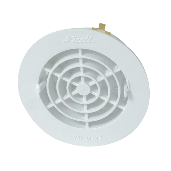 Grille de ventilation intérieure Nicoll - Avec moustiquaire - Diamètre 180 mm - Résine blanche