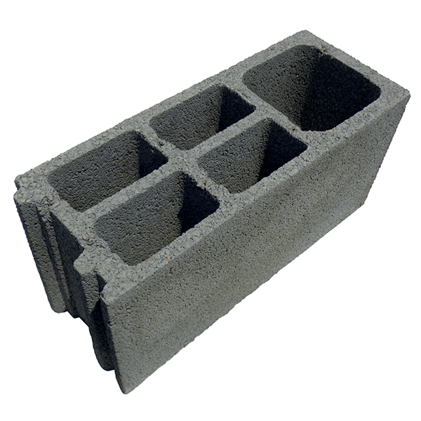 Bloc béton poteau à emboîtement 500 x 200 x 250 mm - B40 - 3 parois 5 trous