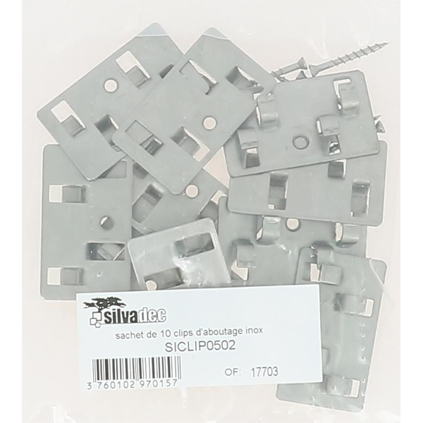 Clip d'aboutage inox avec vis Silvadec - 10 pièces