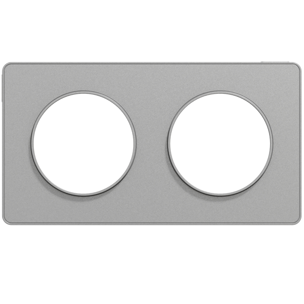 Plaque de finition double Schneider Odace Touch - aluminium
