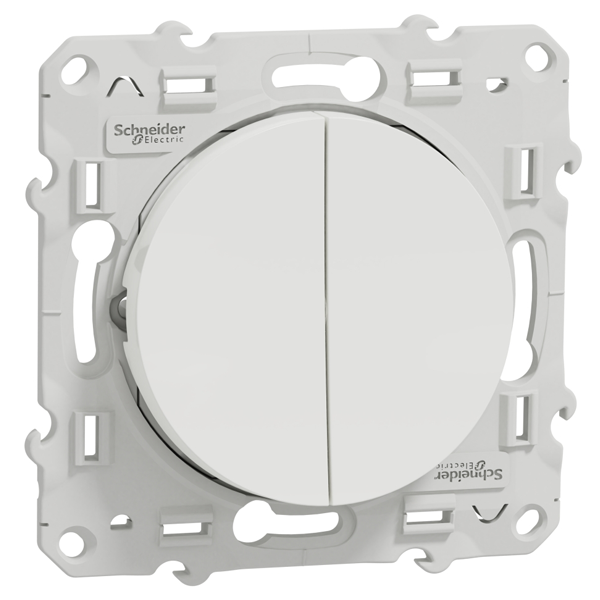 Interrupteur double poussoir Schneider Odace - blanc - 10A 250V