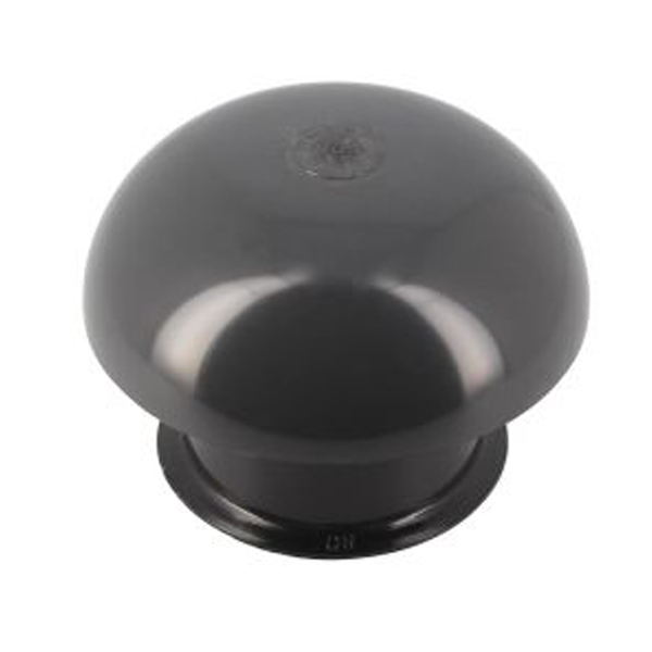Chapeau de ventilation rond Nicoll - Diamètre 138,5 mm - Sortie 80 mm - Sans moustiquaire - PVC anti-UV - Gris anthracite