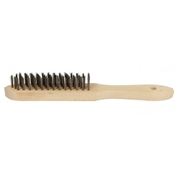 Brosse à main en fil d'acier surface métallique Manche en bois Theard