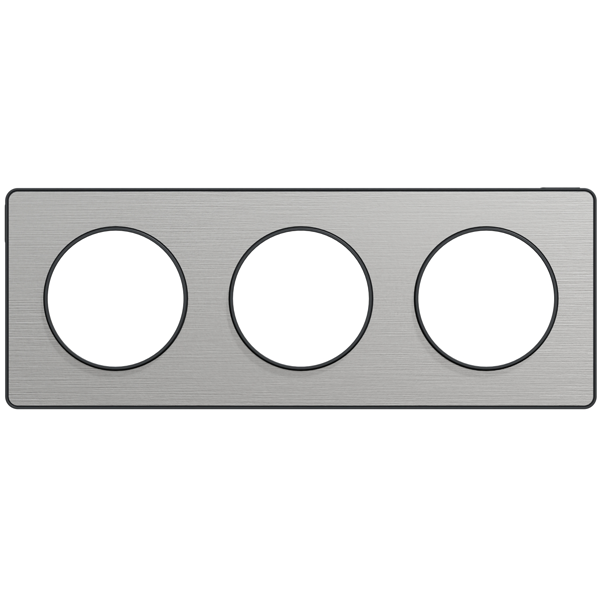 Plaque de finition triple Schneider Odace Touch - alu et anthracite