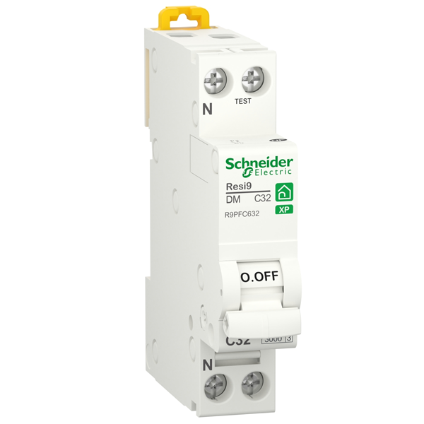 Disjoncteur modulaire 1P+N Schneider Resi9 - courbe C - 32A