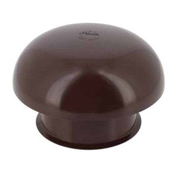 Chapeau de ventilation rond Nicoll - Diamètre 164,5 mm - Sortie 100 mm - Avec moustiquaire - PVC anti-UV - Marron