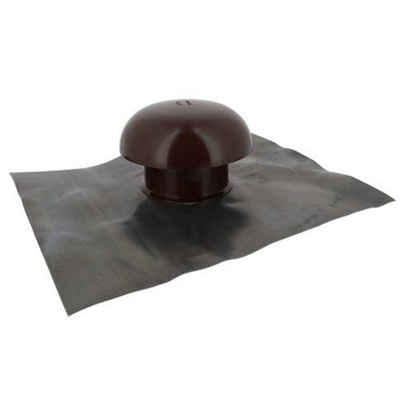 Chapeau de ventilation avec collerette d'étanchéité et moustiquaire - diamètre 100 mm - marron