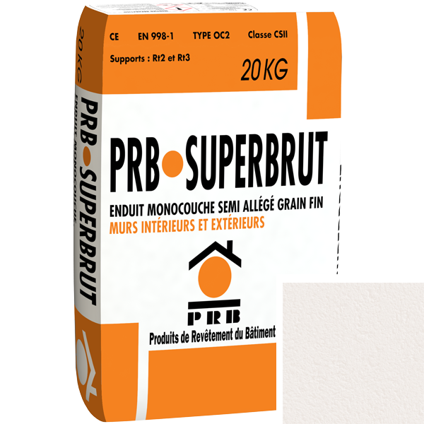 Enduit monocouche semi-allégé fin PRB Superbrut - Ton pierre - 20 kg