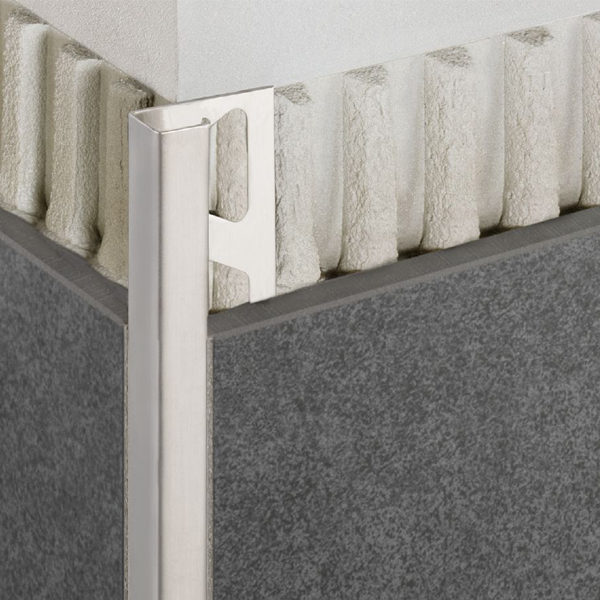 Profilé pour angles sortants de carrelage Quadec- Acier brossé- H = 10 MM x 3 M