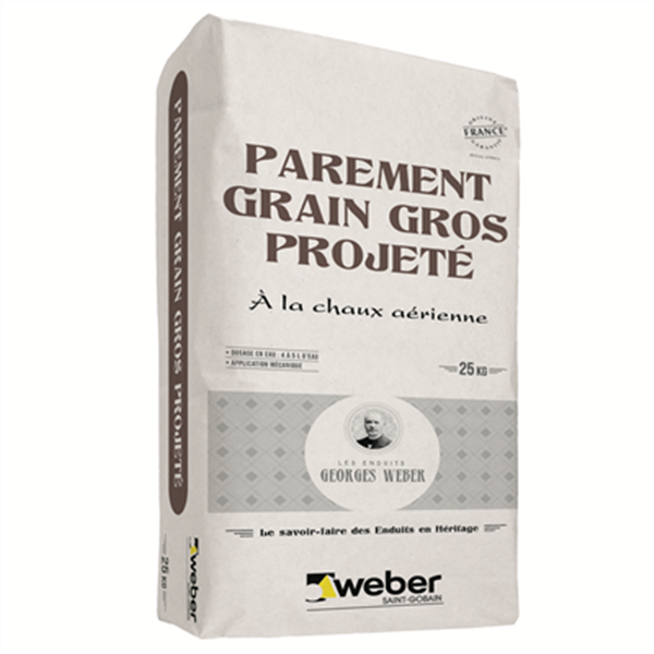 Enduit WEBER PAREMENT GRAIN GROS PROJETÉ