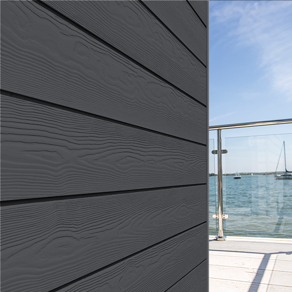 Lame de bardage en fibres-ciment Cedral Click finition relief Gris ardoise C18
