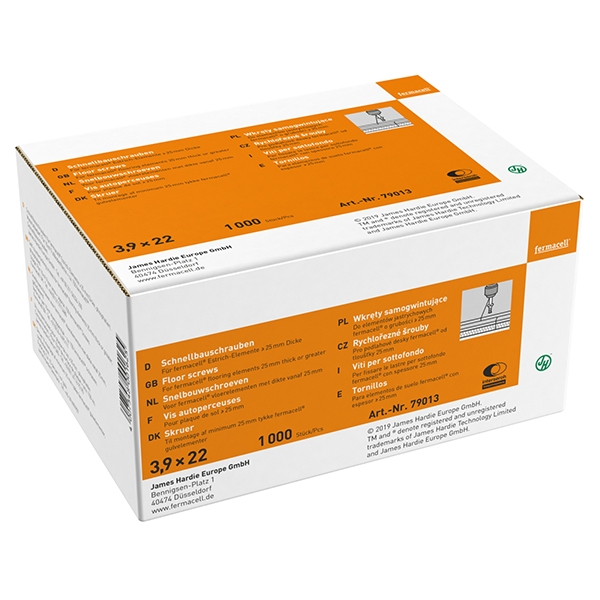 Vis auto perceuses plaque de sol Fermacell - Diam. 3,9 MM x L. 22 MM - Boîte de 1000