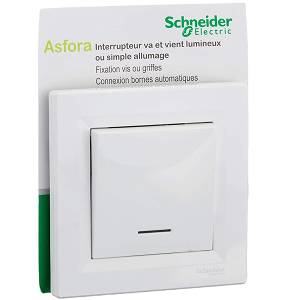 Va-et-vient lumineux Schneider Asfora - à encastrer - blanc