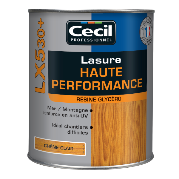 Lasure bois protection élevée Cecil LX530 aspect satin chêne clair 1L