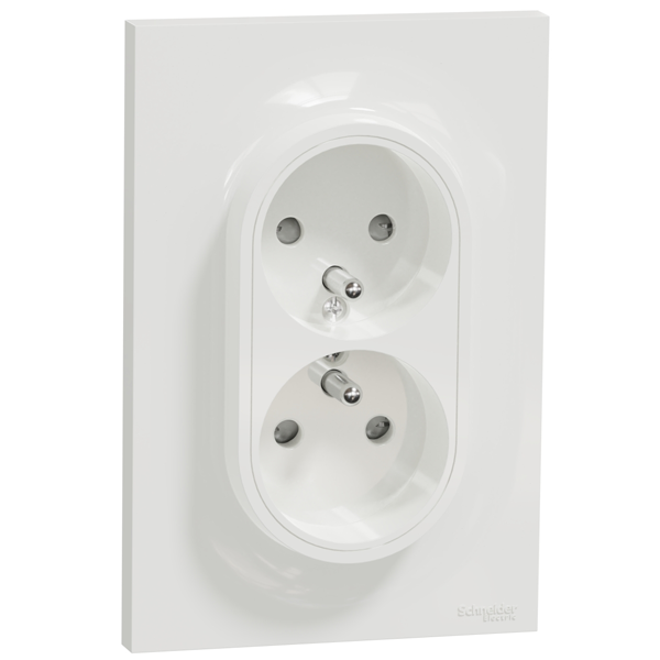 Prise de courant 2P+T double Schneider Odace à griffes - 16 A - 250 V