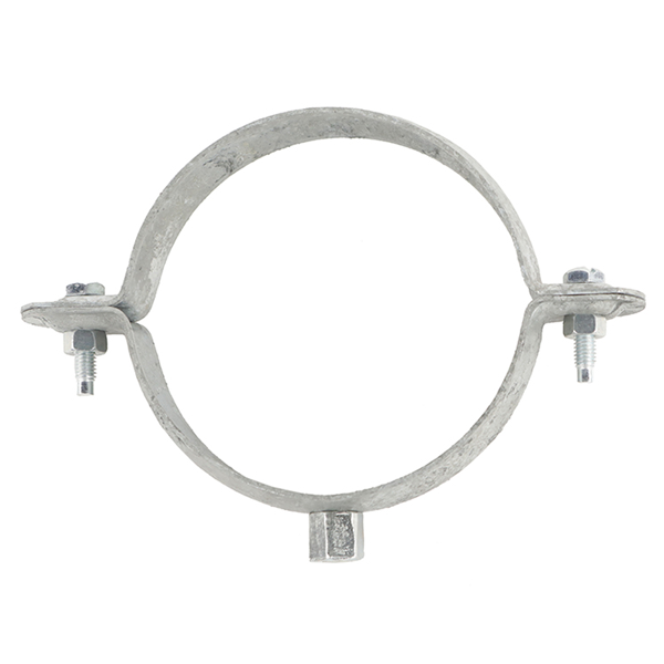 Collier descente cylindrique gouttière embase 7x150 acier galva Ø 100 mm