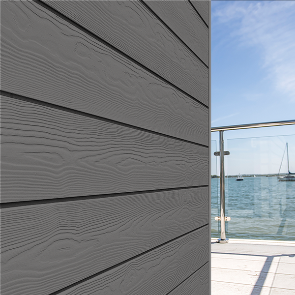 Lame de bardage en fibres-ciment Cedral Click finition relief Gris étain C54