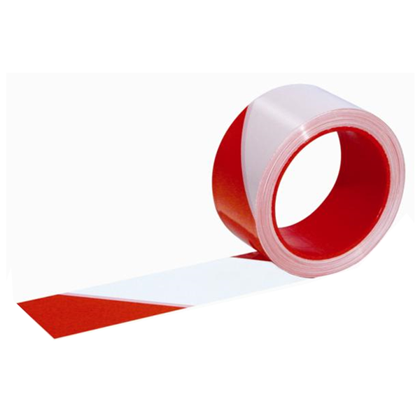 Ruban signalisation chantier Rubafort rouge blanc 50mmx100m mandrin