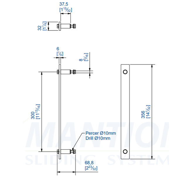 Poignée simple bâton Mantion RD-10B pour Roc Design