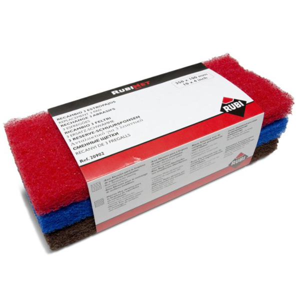 Abrasifs de rechange pour taloche - doux moyen et fort - 25 x 10 x 2.5 cm - lot de 3 Rubi 20902