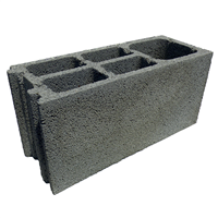 Bloc béton poteau à emboîtement 500 x 200 x 250 mm - B40 - 3 parois 5 trous