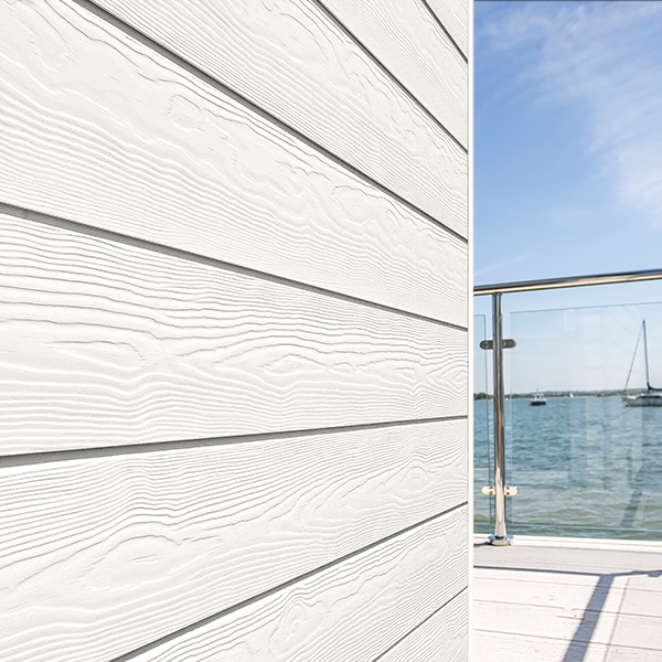 Lame de bardage en fibres-ciment Cedral Click finition relief Blanc C01