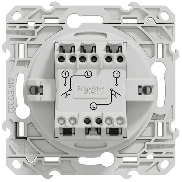 Interrupteur double poussoir Schneider Odace - blanc - 10A 250V