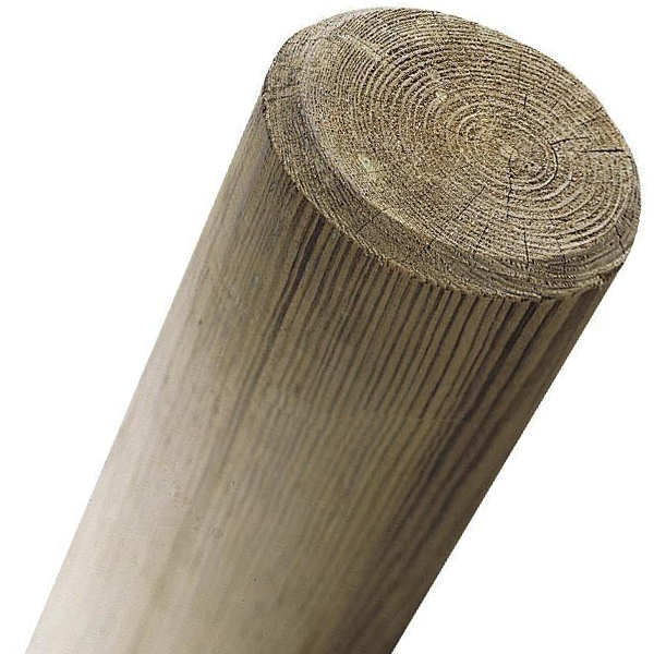 Rondin de bois fraisé en pin - traité classe 4 vert - 100 mm x 4,00 M