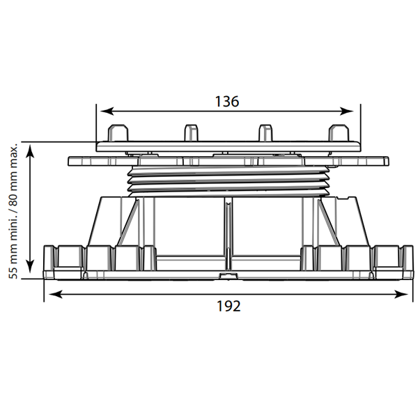 Plot autonivelant Jouplast Cleman pour terrasse en dalles - 55 à 80 MM