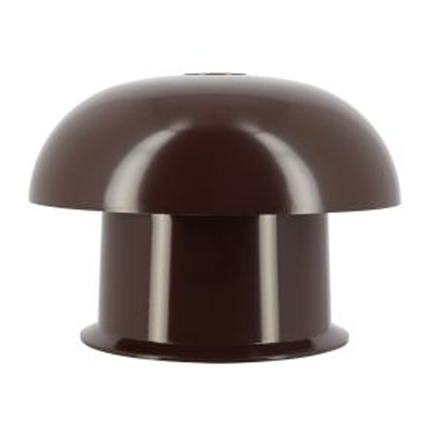 Chapeau de ventilation rond Nicoll - Diamètre 138 mm - Sortie 80 mm - Avec moustiquaire - PVC anti-UV - Marron