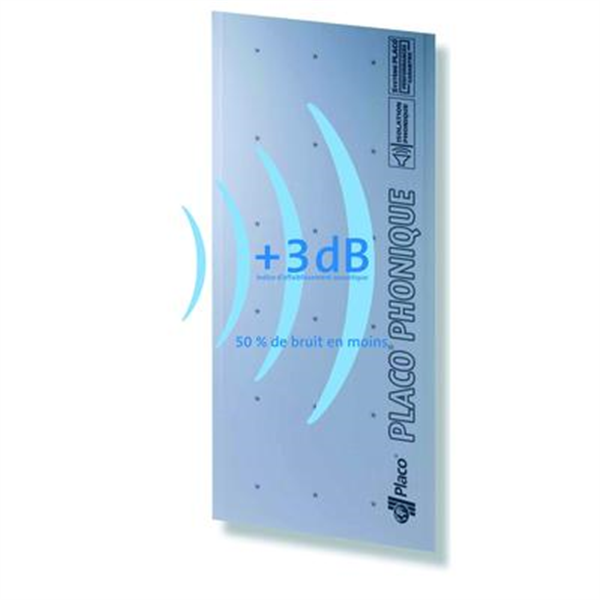 Plaque de plâtre acoustique - Placo Phonique BA13 - 2,50 M x 1,20 M -ép. 13,0 MM