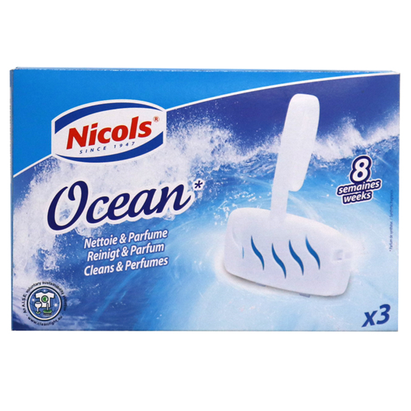 Bloc désodorisant pour cuvette de WC - parfum Océan - lot de 3