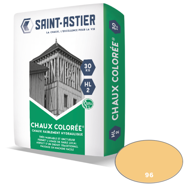 Chaux naturelle colorée Saint Astier HL 2 Teinte 096 jaune Périgord - 30 KG