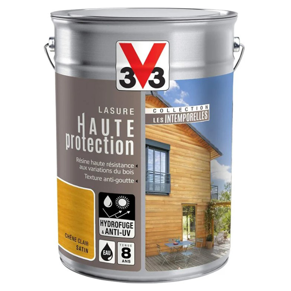 Lasure bois extérieur V33 Résine haute protection Chêne clair satin 5L